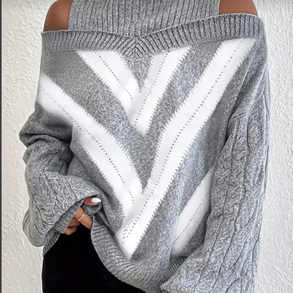 Gray Off-Shoulder Sweater